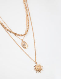 Gold Short 3-Row Sun Necklace - link has visual effect only