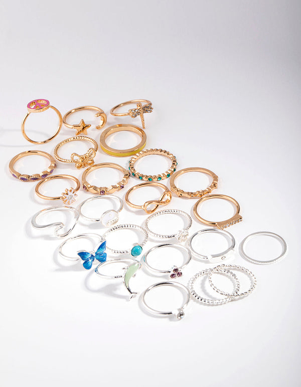 Mixed Metals Dolphin Rings 24-Pack