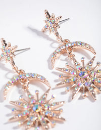 Rose Gold Bedazzled Star Drop Earrings - link has visual effect only
