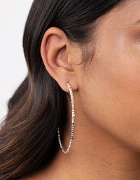 Silver Plated Bead Hoop Earrings - link has visual effect only