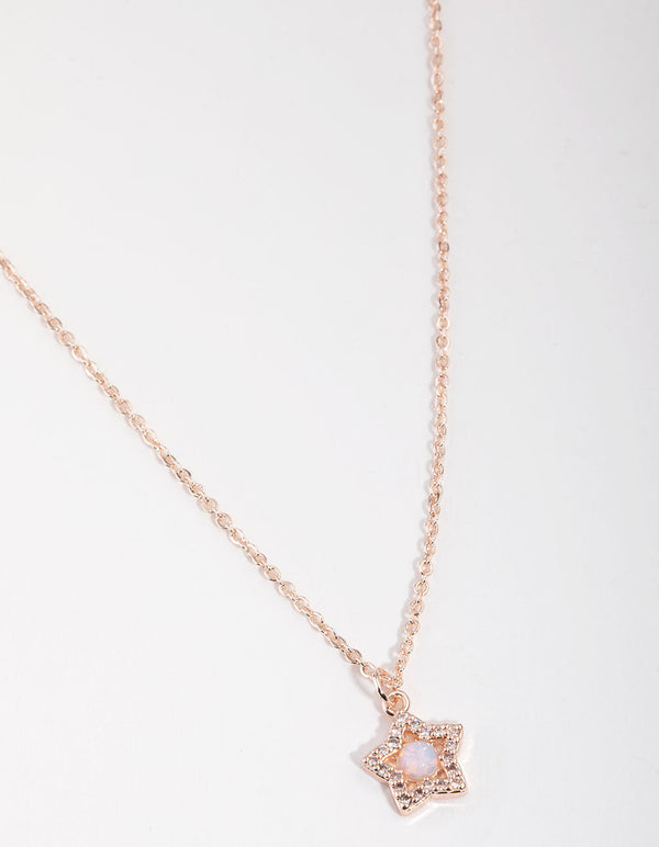 Rose Gold Plated Diamante Star Necklace