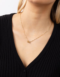 Gold Plated Thin Chain T&O Bar Necklace - link has visual effect only