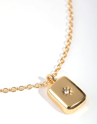 Real Gold Plated Diamante Rectangle Locket Necklace - link has visual effect only