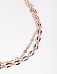 Real Rose Gold Plated Multi Chain Disc Bracelet - link has visual effect only