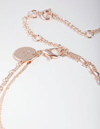 Real Rose Gold Plated Multi Chain Disc Bracelet - link has visual effect only