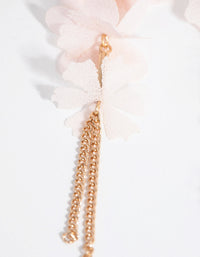 Gold Fabric Flower Chain Earrings - link has visual effect only