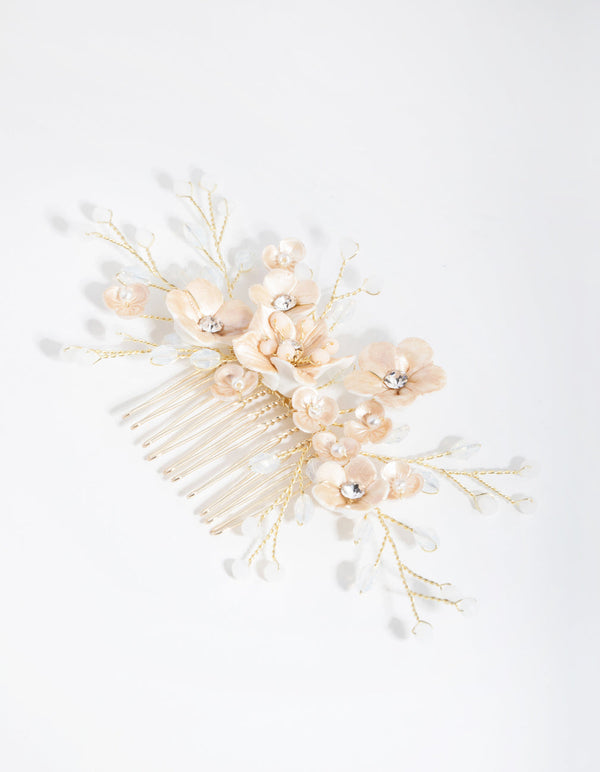 Gold Wire Flower Comb