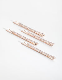Rose Gold Cubic Zirconia Simple Hair Slide 4-Pack - link has visual effect only