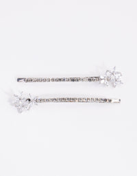 Silver Cubic Zirconia Flower Trio Pack Clip - link has visual effect only