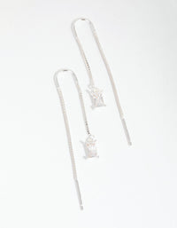 Sterling Silver Cubic Zirconia Thread Thru Earrings - link has visual effect only