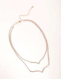 Rose Gold Cupchain 2-Row Point Necklace - link has visual effect only