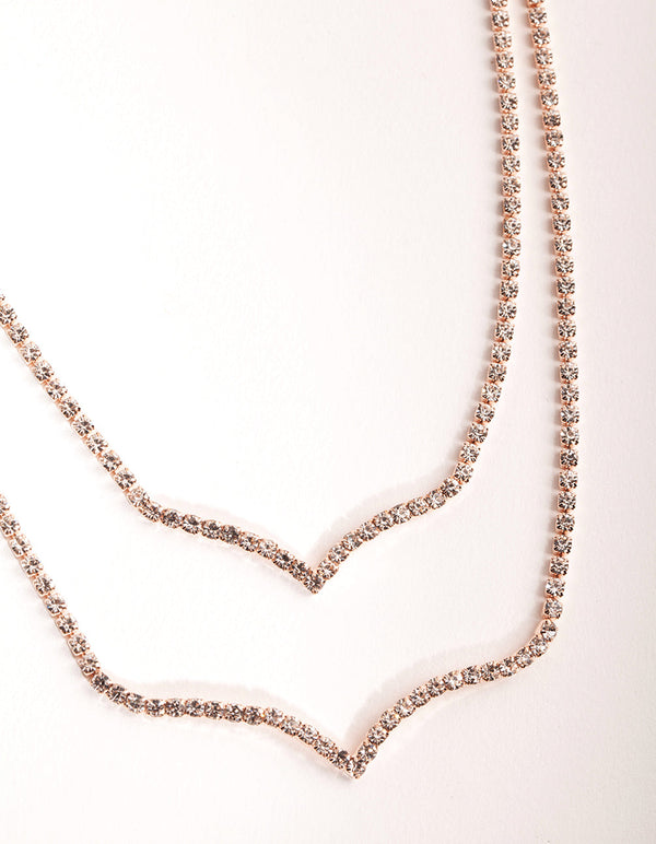 Rose Gold Cupchain 2-Row Point Necklace