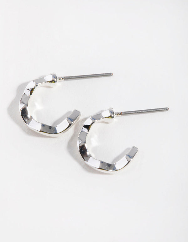Silver Squiggle Mini Hoop Earrings