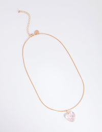 Pink Cluster Flower Heart Bead Necklace - link has visual effect only