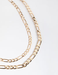Gold Short Flat Chain 2-Row Necklace - link has visual effect only