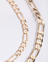 Gold Short Flat Chain 2-Row Necklace - link has visual effect only