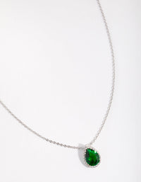 Cubic Zirconia Rhodium Pear Halo Necklace - link has visual effect only