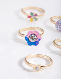 Kids Gold Flower Garden 6-Pack Rings - link has visual effect only
