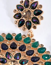 Gold Multi Flower Jewel Earrings - link has visual effect only