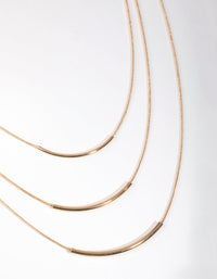 Gold Fine Plain 3-Row Necklace - link has visual effect only