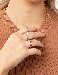 Rose Gold Diamante Stone Ring Set - link has visual effect only