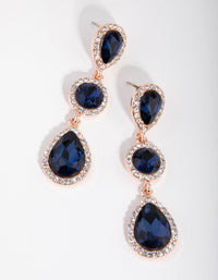 Rose Gold Circle Teardrop Diamante Drop Earrings - link has visual effect only