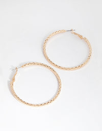 Gold Side Diamond-Cut Hoop Earrings - link has visual effect only