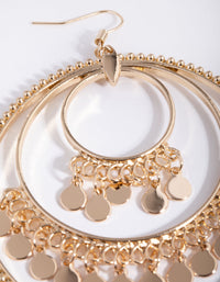 Gold Metal Tassel Circle Drop Earrings - link has visual effect only