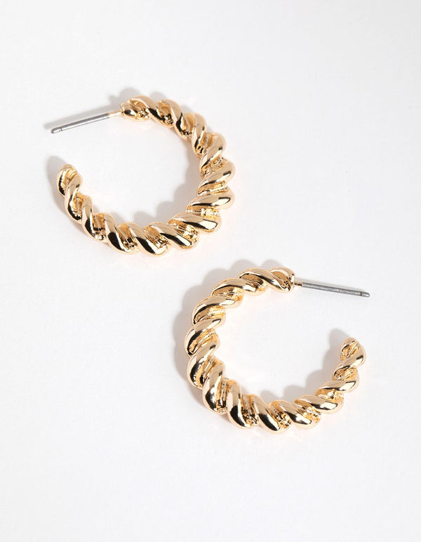 Gold Small Twist Hoop Earrings