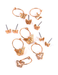Gold Mixed Butterfly Earring Pack - link has visual effect only