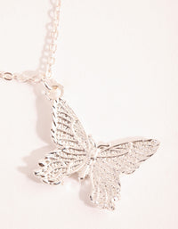 Silver Multi Butterfly Layered Necklace - link has visual effect only