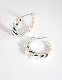 Silver Plated Gradual Swirl Hoop Earrings - link has visual effect only