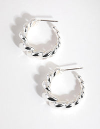 Silver Plated Gradual Swirl Hoop Earrings - link has visual effect only