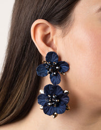 Gold Large Pearlised Flower Drop Earrings - link has visual effect only