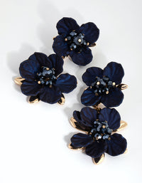 Gold Large Pearlised Flower Drop Earrings - link has visual effect only