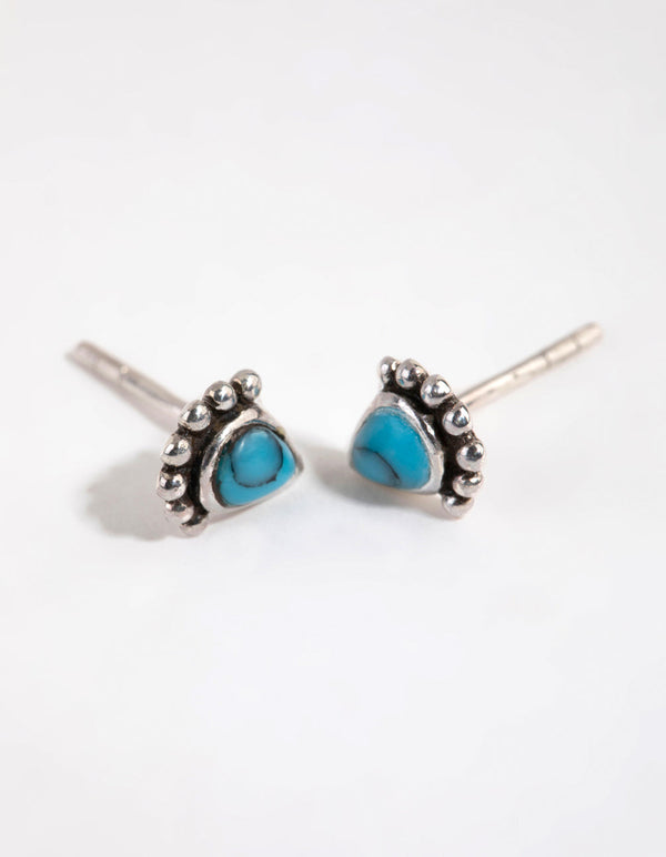 Sterling Silver Antique Turquoise Stud Earrings