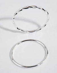 Sterling Silver Twisted & Polished Ring Set - link has visual effect only