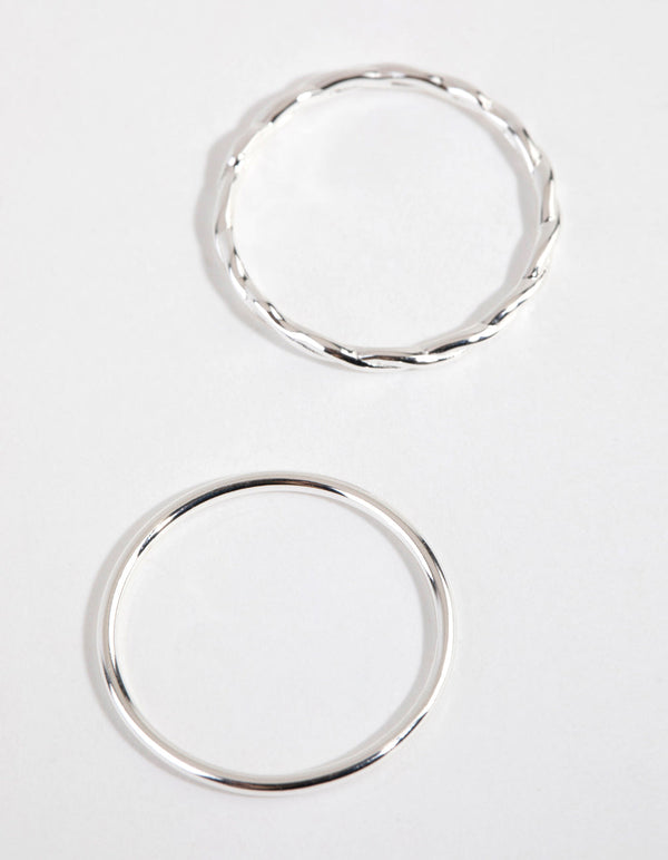 Sterling Silver Twisted & Polished Ring Set