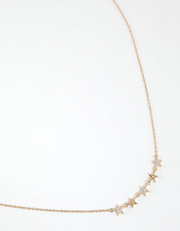 Gold Plated Sterling Silver Cubic Zirconia Starry Necklace