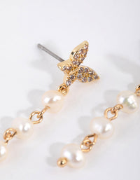 Gold Plated Butterfly Freshwater Pearl Drop Earrings - link has visual effect only