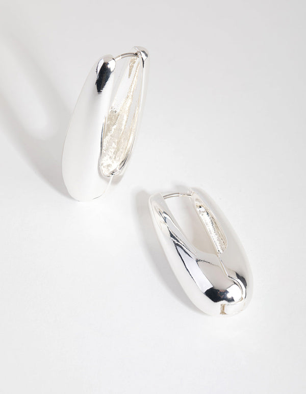 Silver Plated Oval Drop Earrings