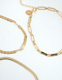 Gold Plated Mixed Chain Anklet Pack - link has visual effect only