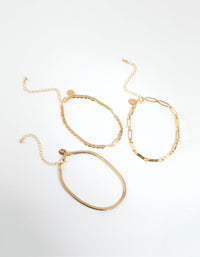 Gold Plated Mixed Chain Anklet Pack - link has visual effect only