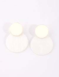 Gold Wave & Shell Disc Drop Earrings - link has visual effect only