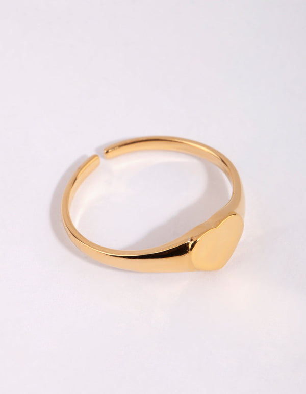 Gold Plated Sterling Silver Heart Signet Ring