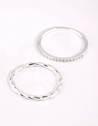 Sterling Silver Cubic Zirconia Ring Set - link has visual effect only