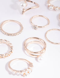 Rose Gold Statement Pearl Ring Pack - link has visual effect only