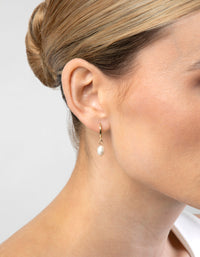 Gold Freshwater Pearl Huggie Earrings - link has visual effect only