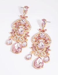 Gold & Blush Diamante Drop Earrings - link has visual effect only
