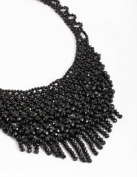 Matte Black Lace Tassel Collar Necklace - link has visual effect only